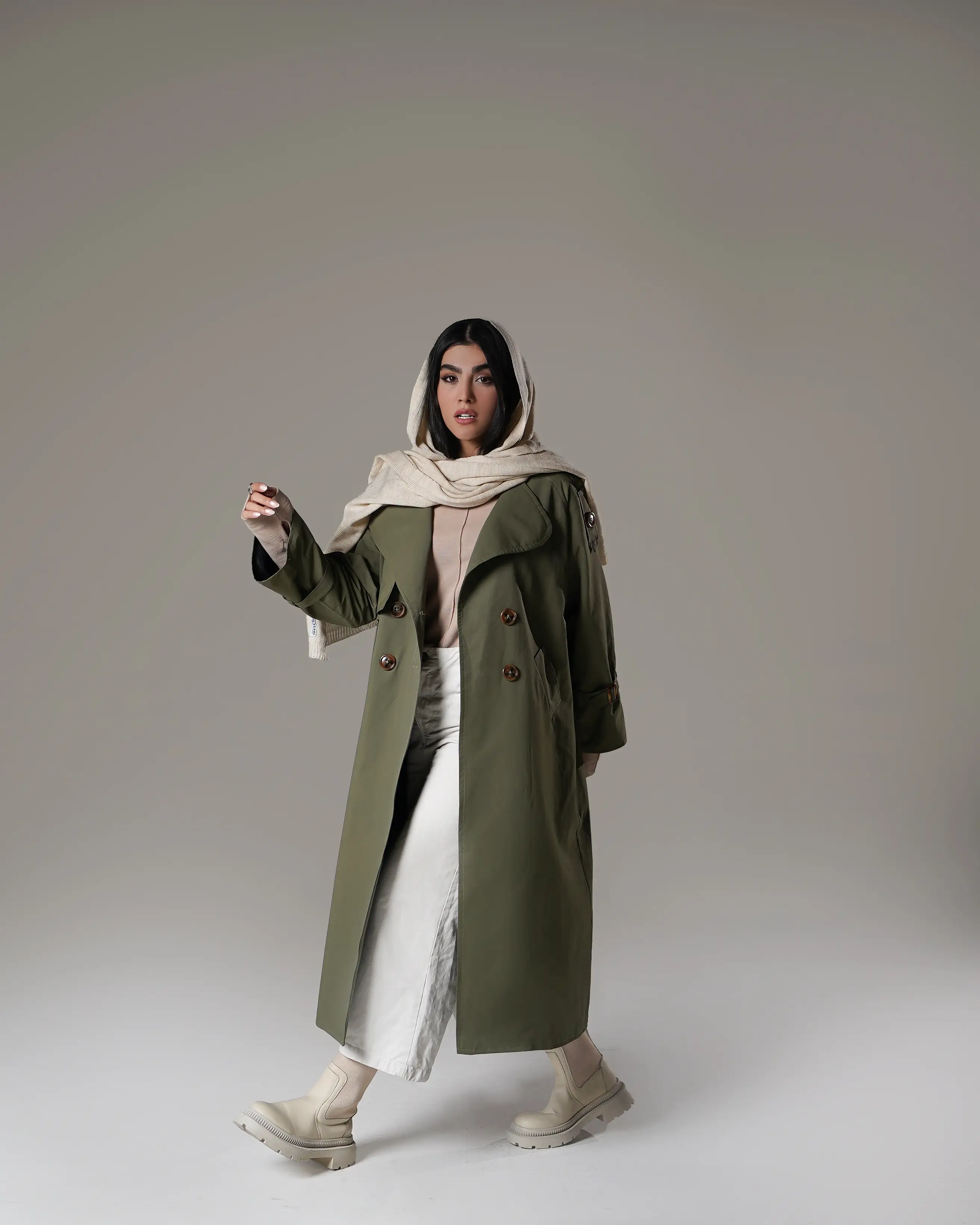 ترنچ کت زنانه کتان زارا قد 120 نیرا