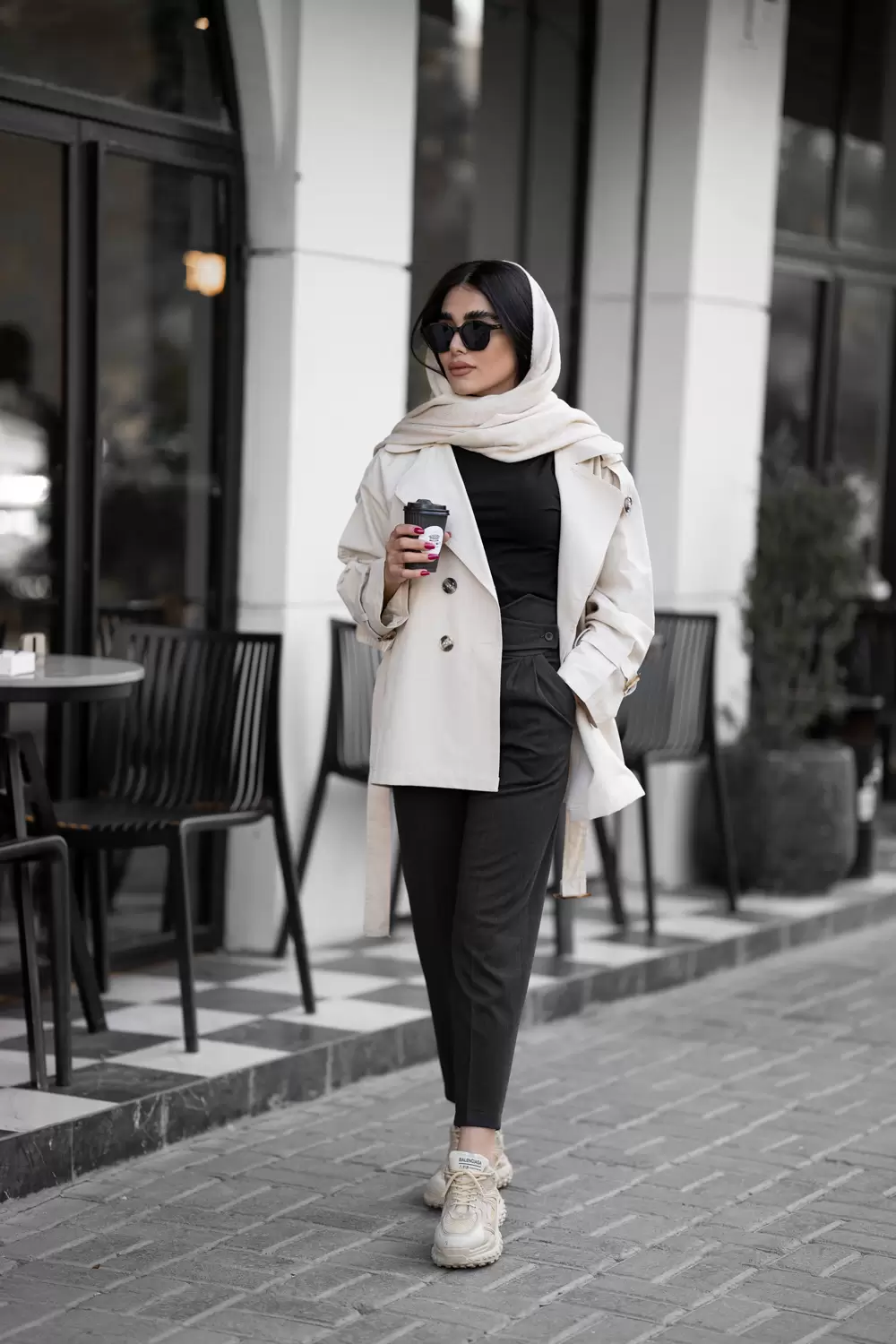 ترنچ کت کتان زارا زنانه قد 75 کیمیا