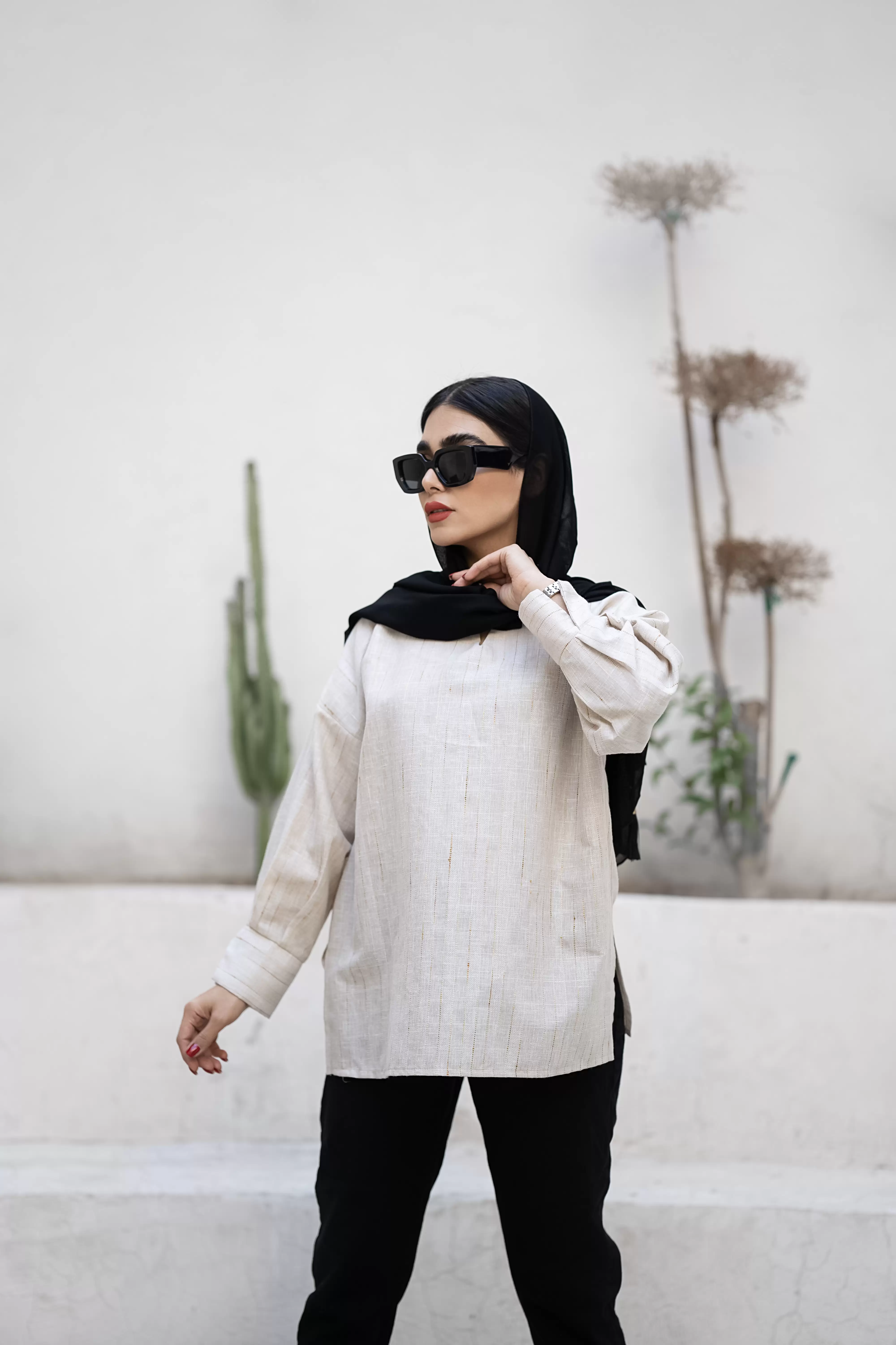 ومیز مانتویی تابستانی زنانه لینن طرح‌دار پارمیس